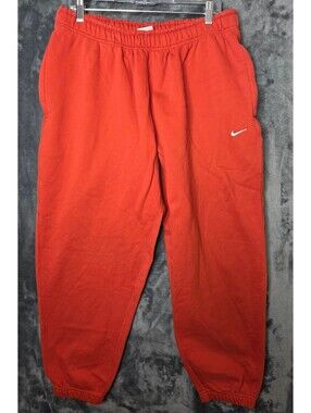 Nike Solo Swoosh Men's Burnt Orange Fleece Pants Sz Large